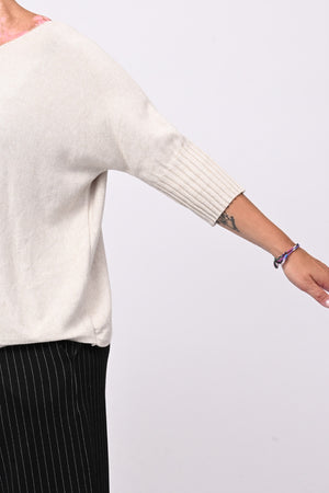 Pull scollo barca - Greige