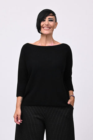 Pull scollo barca - Nero