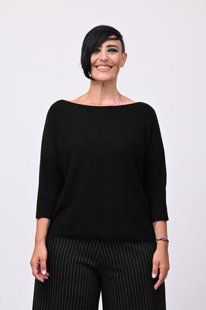 Pull scollo barca - Nero