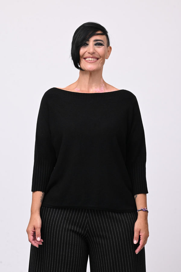 Pull scollo barca - Nero