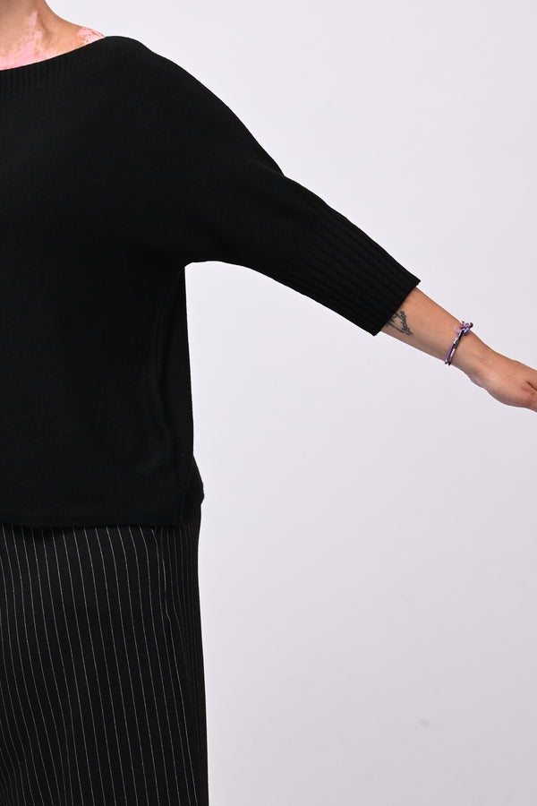 Pull scollo barca - Nero