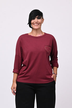 T-shirt cuore bulloni - Vino