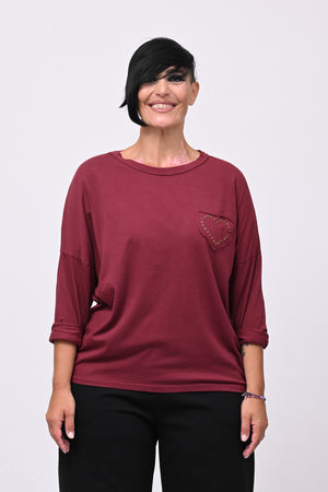 T-shirt cuore bulloni - Vino