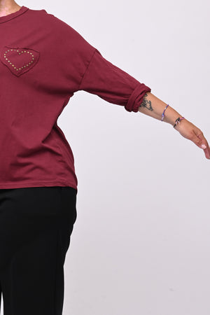T-shirt cuore bulloni - Vino