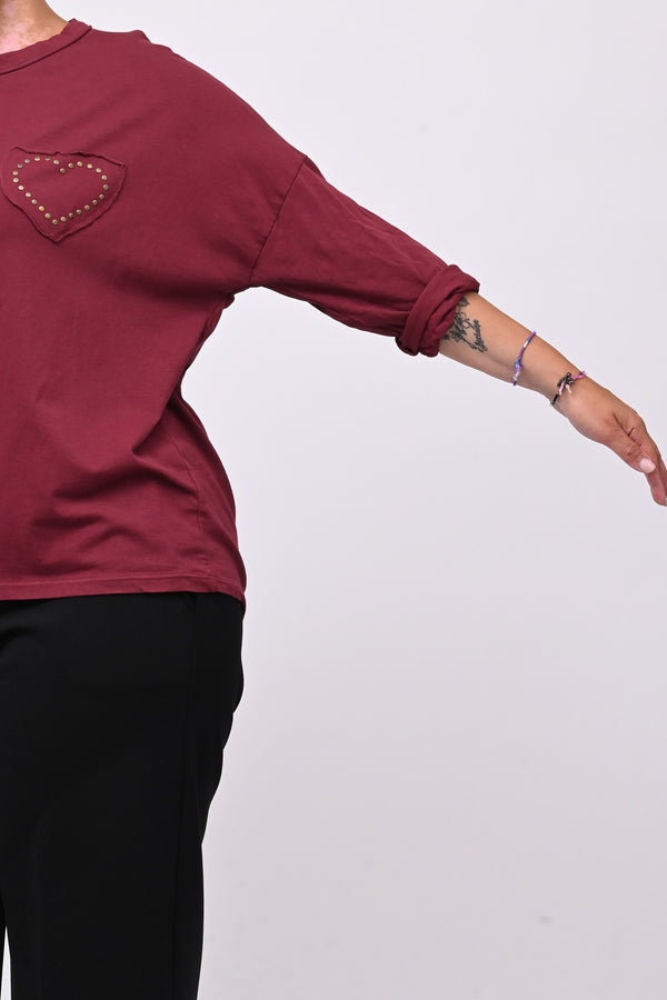 T-shirt cuore bulloni - Vino