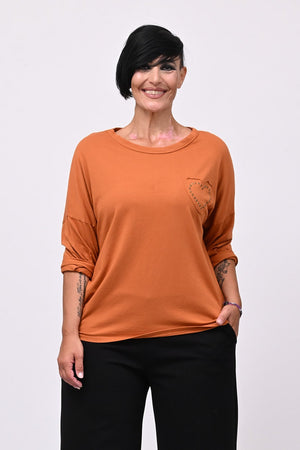 T-shirt cuore bulloni - Ruggine