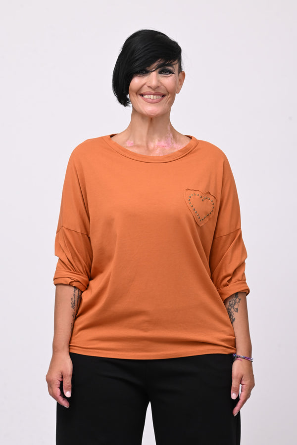 T-shirt cuore bulloni - Ruggine