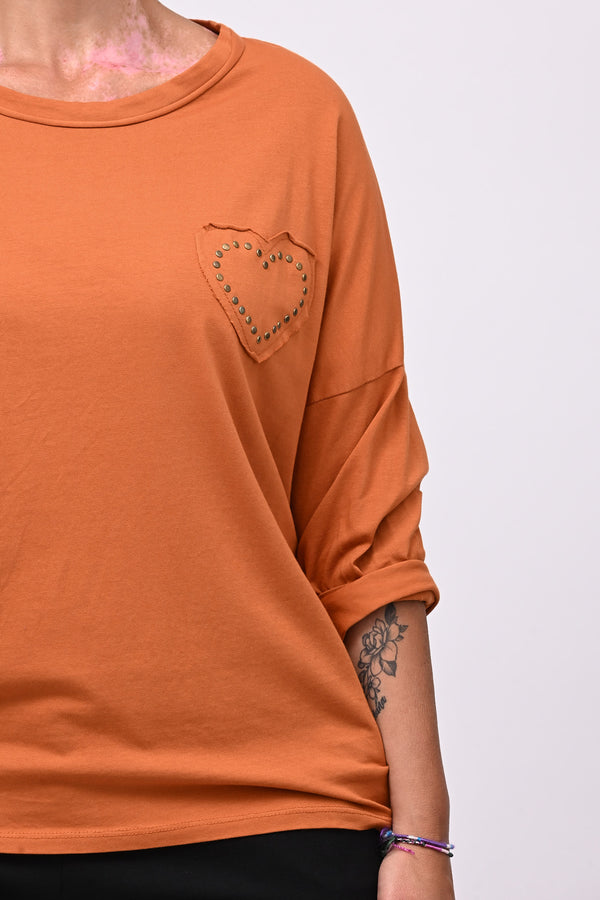 T-shirt cuore bulloni - Ruggine