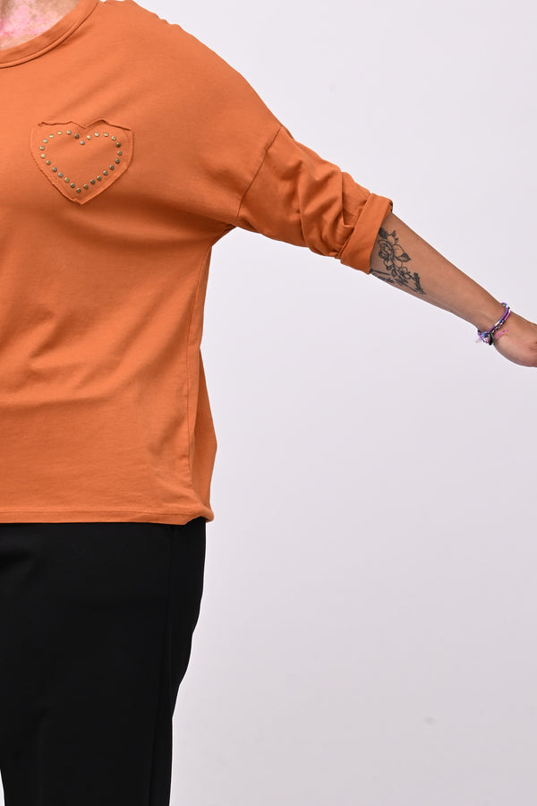 T-shirt cuore bulloni - Ruggine