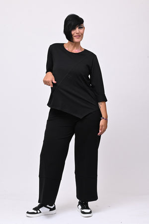T-shirt cuciture punta - Nero