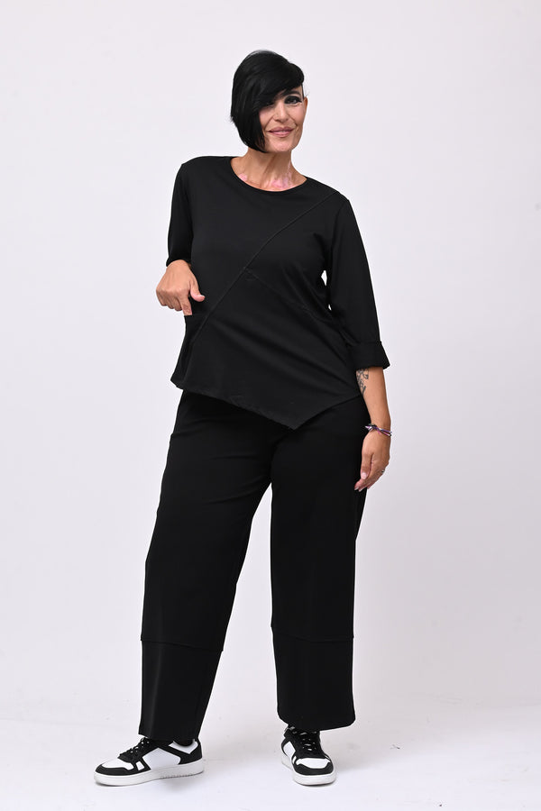 T-shirt cuciture punta - Nero
