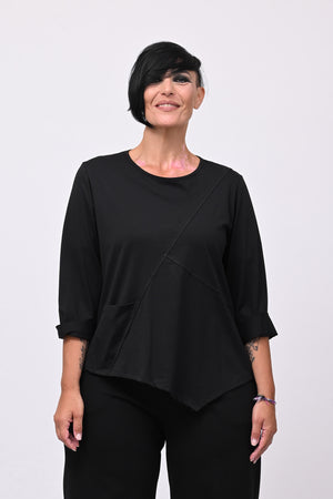 T-shirt cuciture punta - Nero