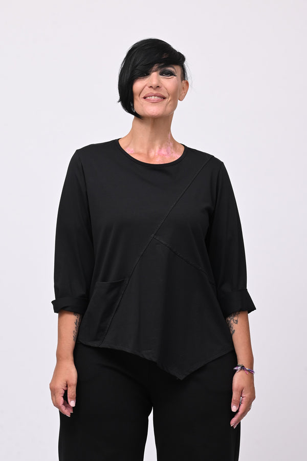 T-shirt cuciture punta - Nero
