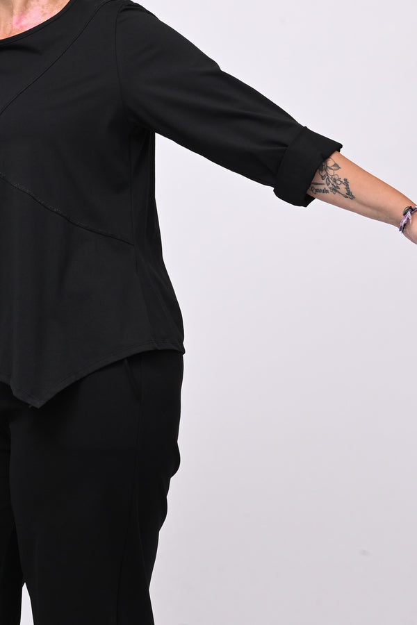 T-shirt cuciture punta - Nero