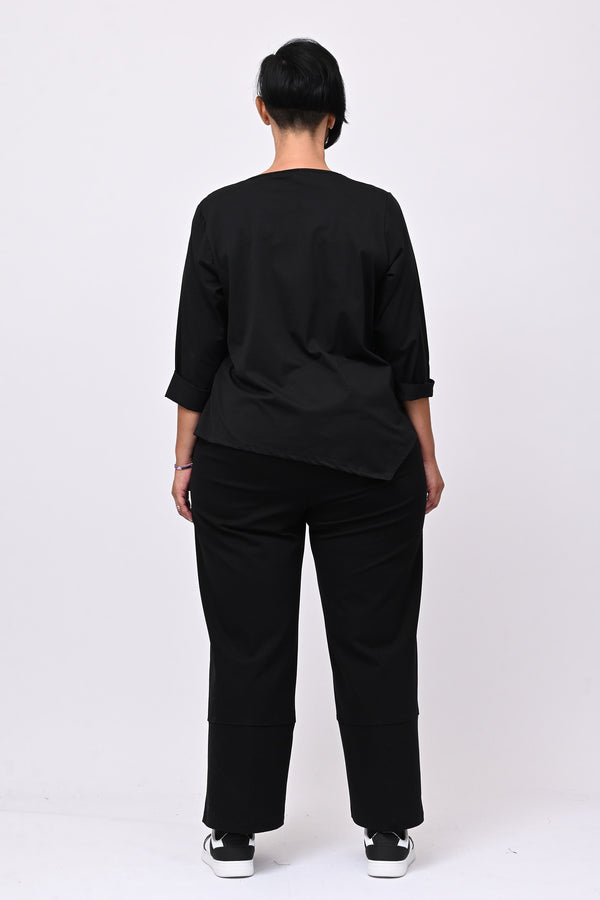 T-shirt cuciture punta - Nero