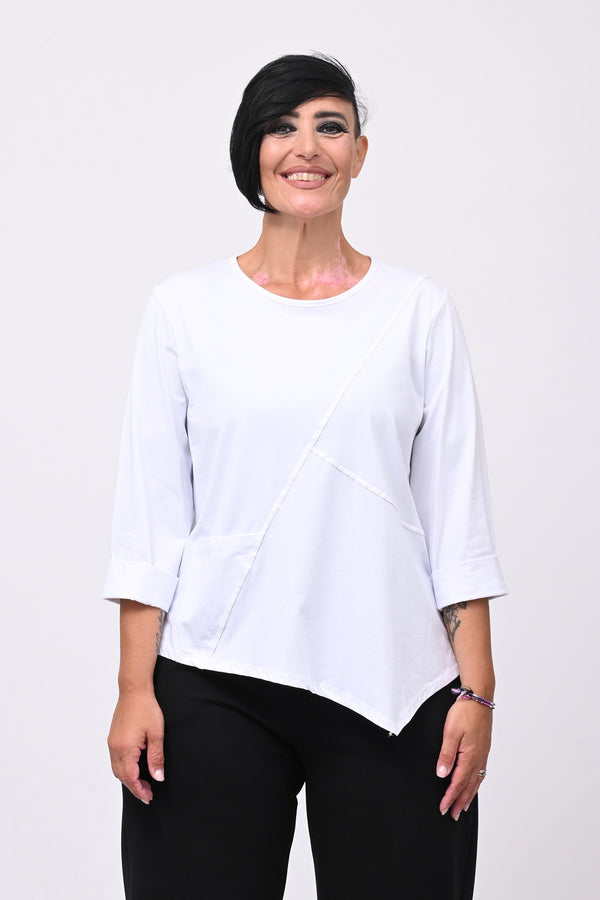 T-shirt cuciture punta - Bianco