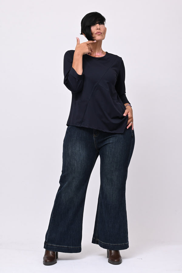 T-shirt cuciture punta - Blu