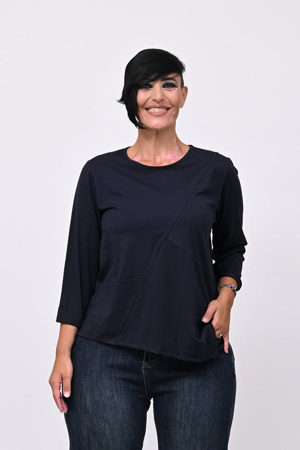 T-shirt cuciture punta - Blu