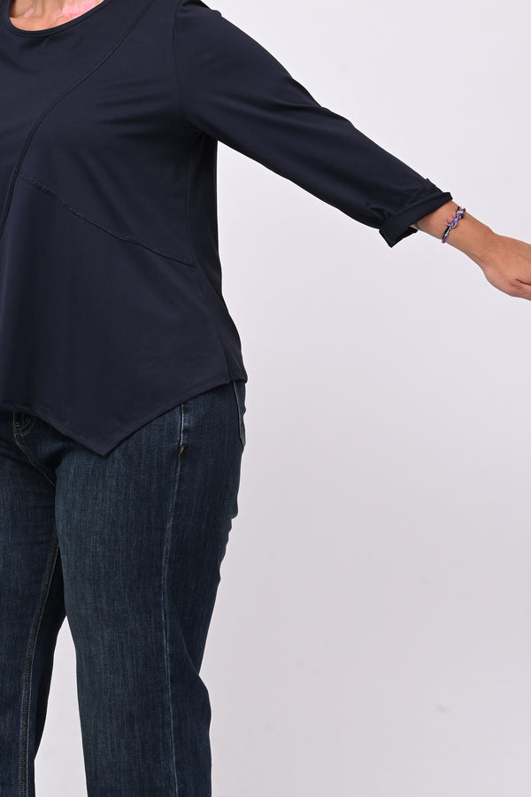 T-shirt cuciture punta - Blu