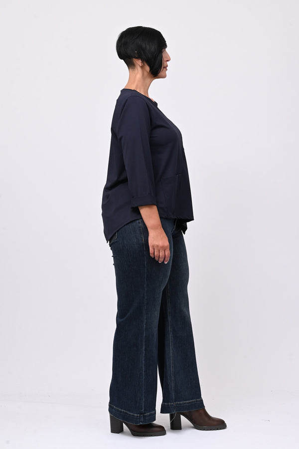T-shirt cuciture punta - Blu