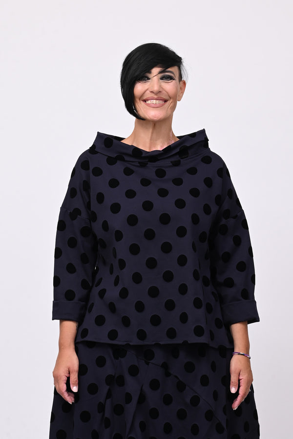 Blusa pois devorè - Blu