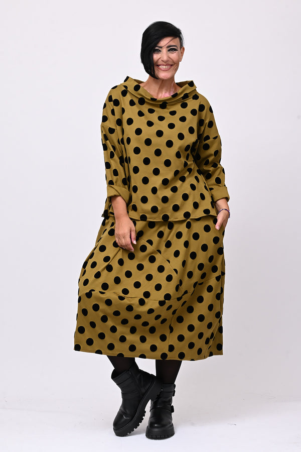 Blusa pois devorè - Oliva
