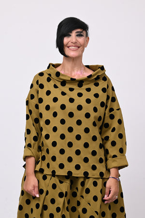 Blusa pois devorè - Oliva