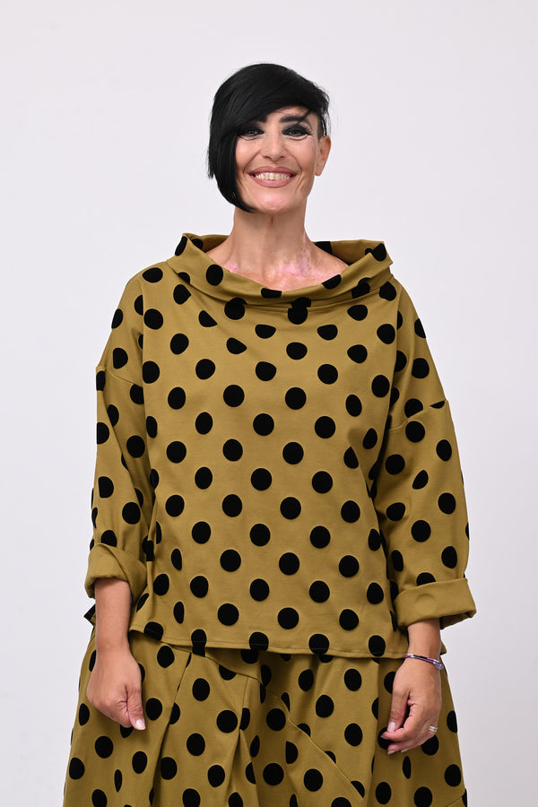 Blusa pois devorè - Oliva