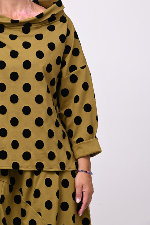Blusa pois devorè - Oliva