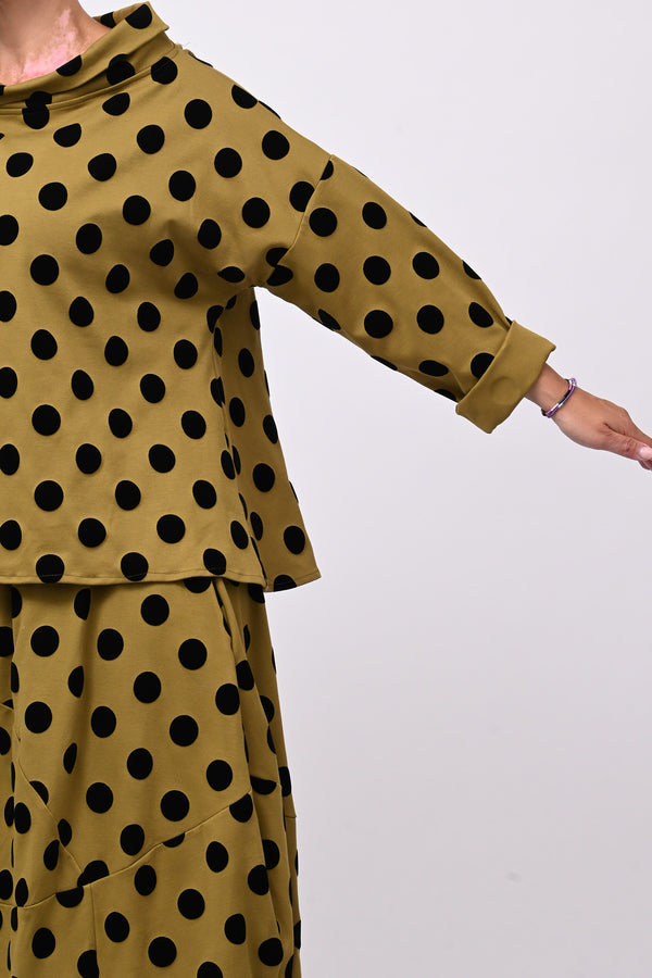 Blusa pois devorè - Oliva