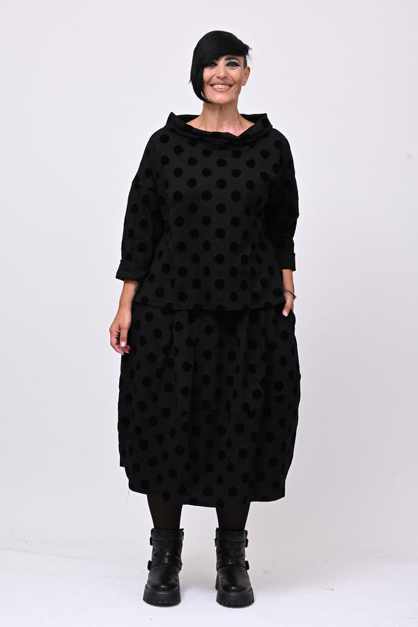 Blusa pois devorè - Nero