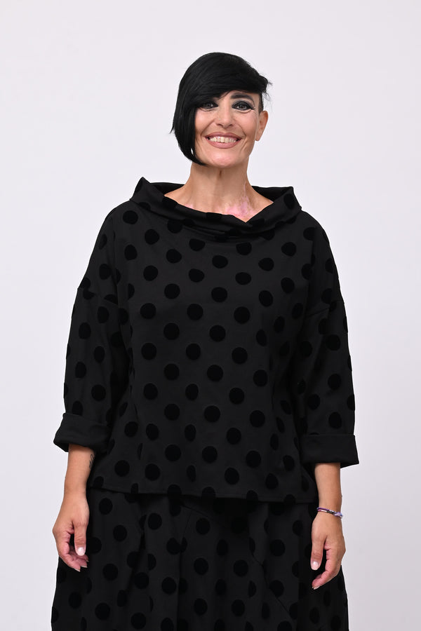Blusa pois devorè - Nero
