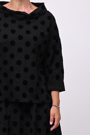 Blusa pois devorè - Nero