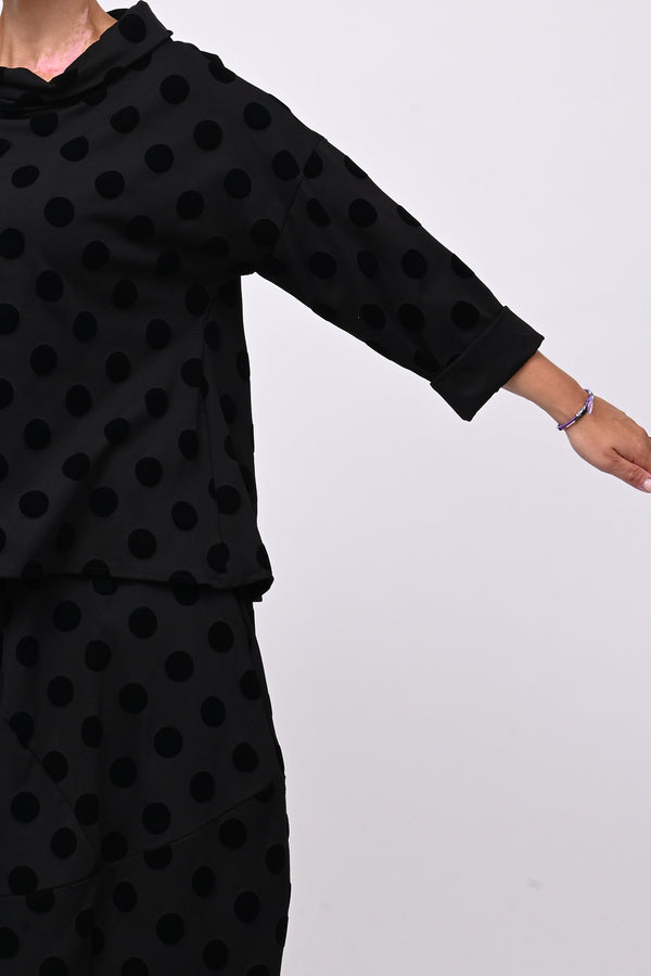 Blusa pois devorè - Nero