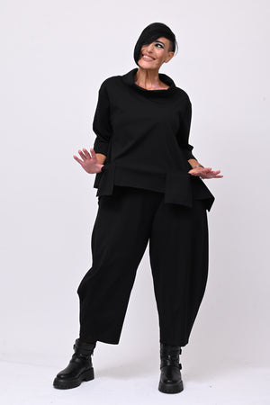 Pantalone punto Milano cuciture - Nero