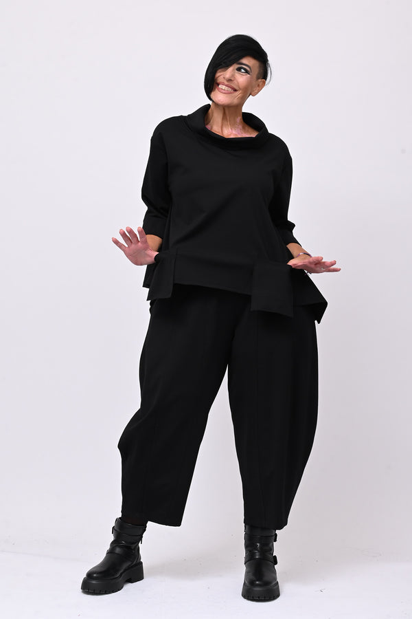 Pantalone punto Milano cuciture - Nero