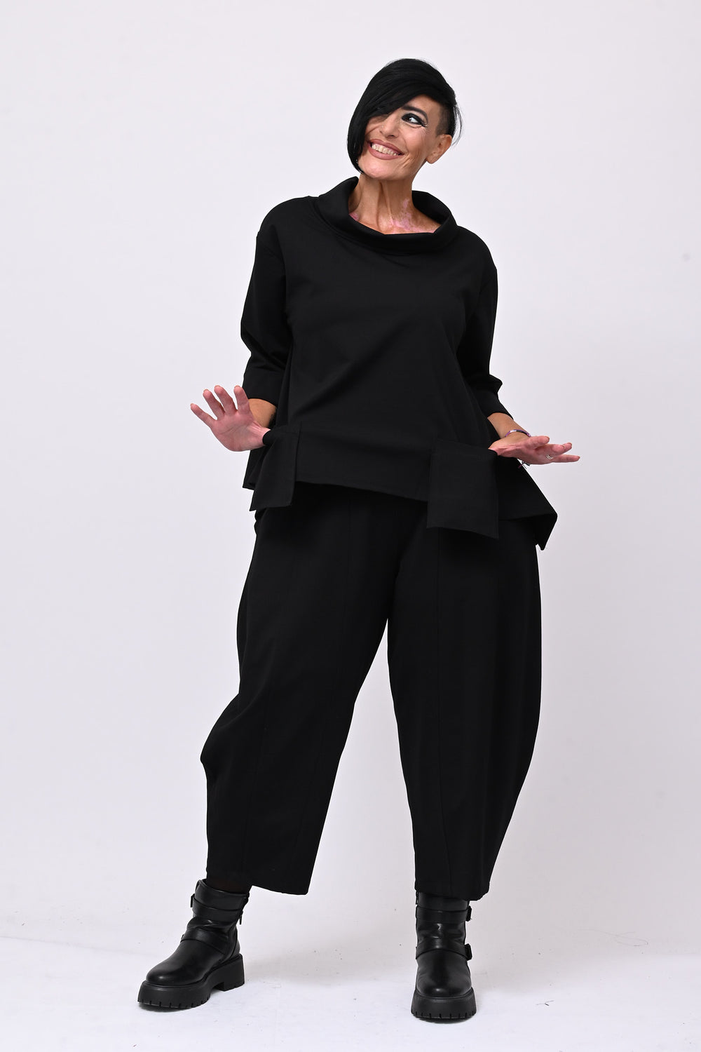 Maglia collo anello taschini - Nero