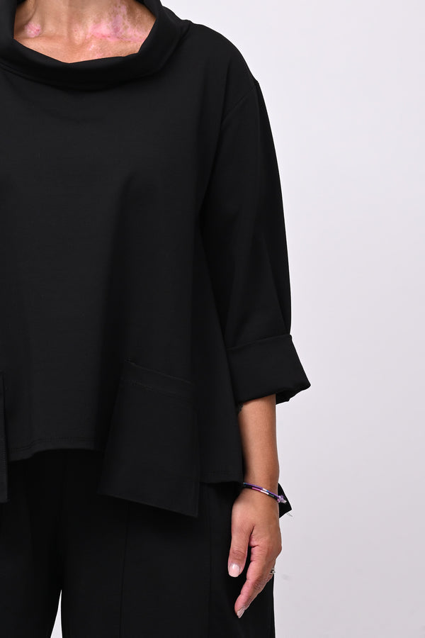 Maglia collo anello taschini - Nero