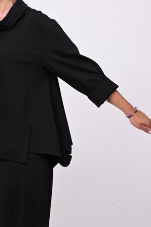 Maglia collo anello taschini - Nero