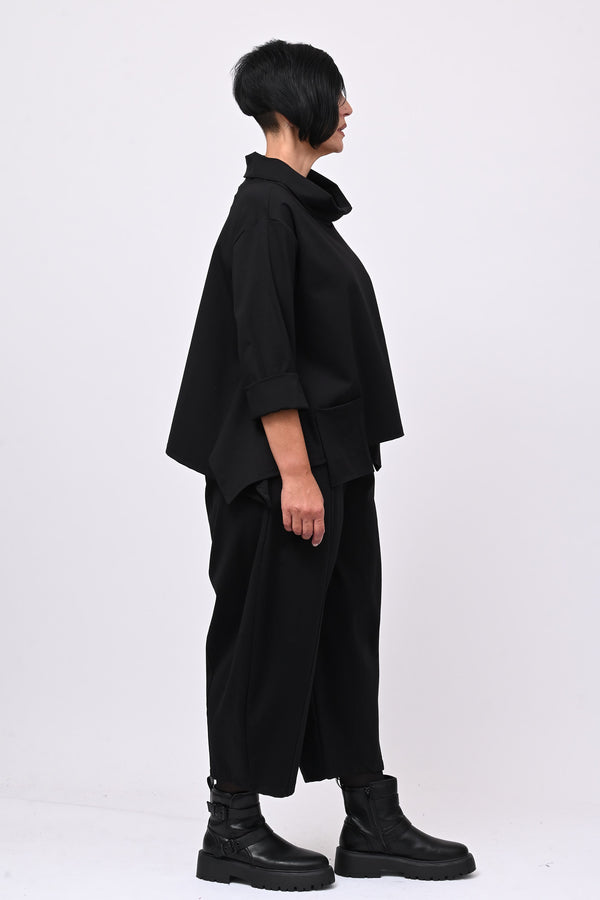 Pantalone punto Milano cuciture - Nero