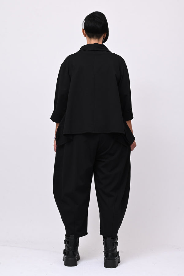 Pantalone punto Milano cuciture - Nero