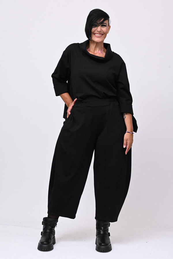 Maglia collo anello taschini - Nero
