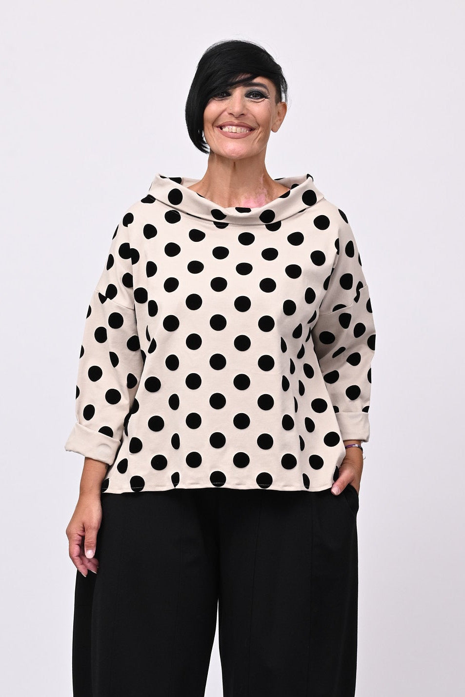 Blusa pois devorè - Gesso
