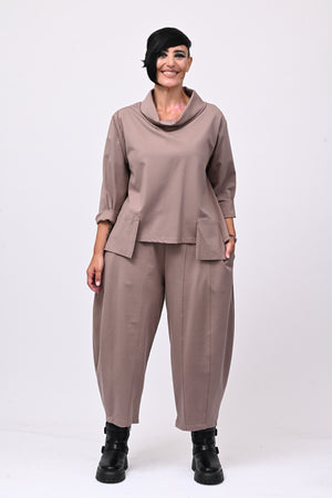 Pantalone punto Milano cuciture - Greige