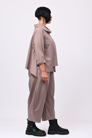 Maglia collo anello taschini - Greige