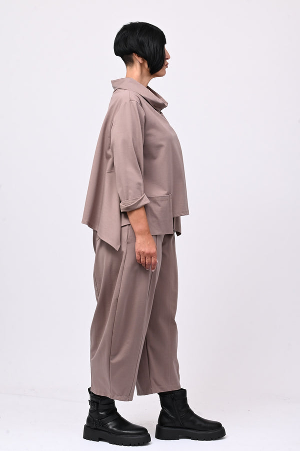 Maglia collo anello taschini - Greige
