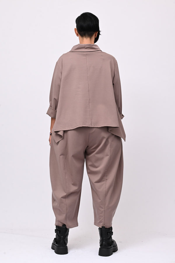 Maglia collo anello taschini - Greige