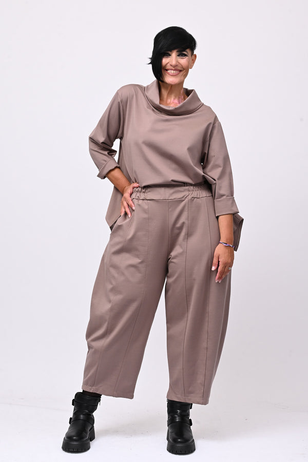 Pantalone punto Milano cuciture - Greige