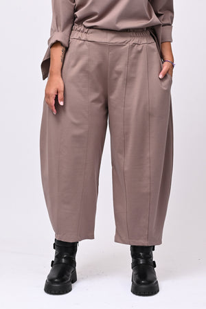 Pantalone punto Milano cuciture - Greige