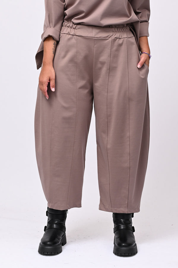 Pantalone punto Milano cuciture - Greige